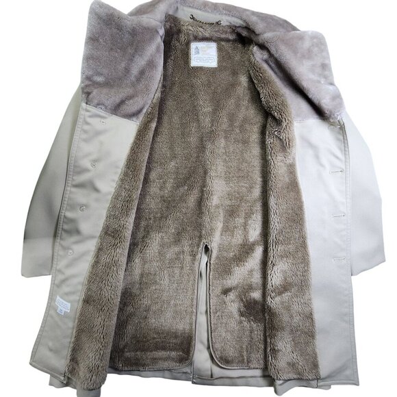 Vintage London Fog Mens Beige Overcoat With Faux Fur, Men's 44L - Picture 8 of 12